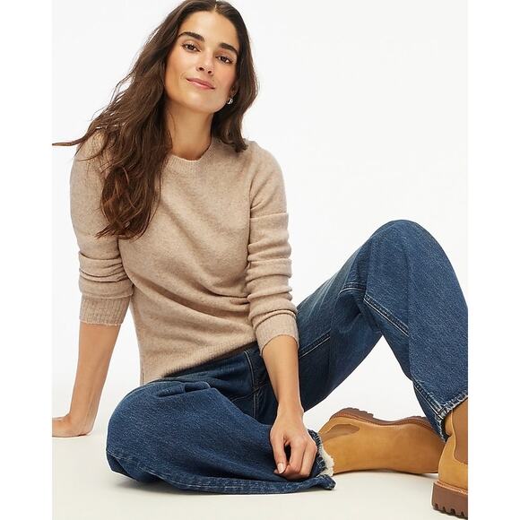 J.Crew Tan Crewneck Long Sleeve Sweater in Extra Soft Yarn...